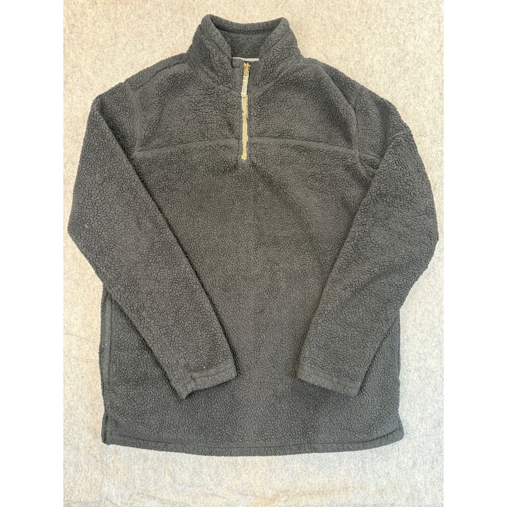 Grizzly Sherpa Pullover Fleece Mens M Black Quarter Zip High Pile Warm Outdoor M